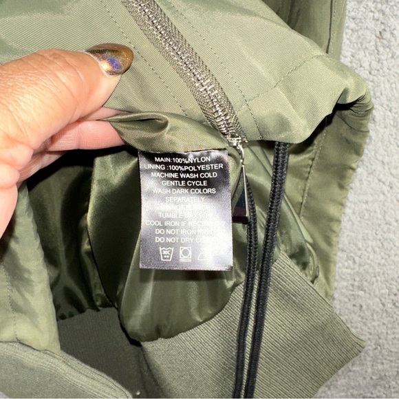 Maniere De Voir Jacket Mens Small Green Nylon Longline Combat Bomber Retro Y2K - Picture 10 of 12